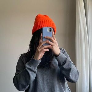 Neon orange winter hat